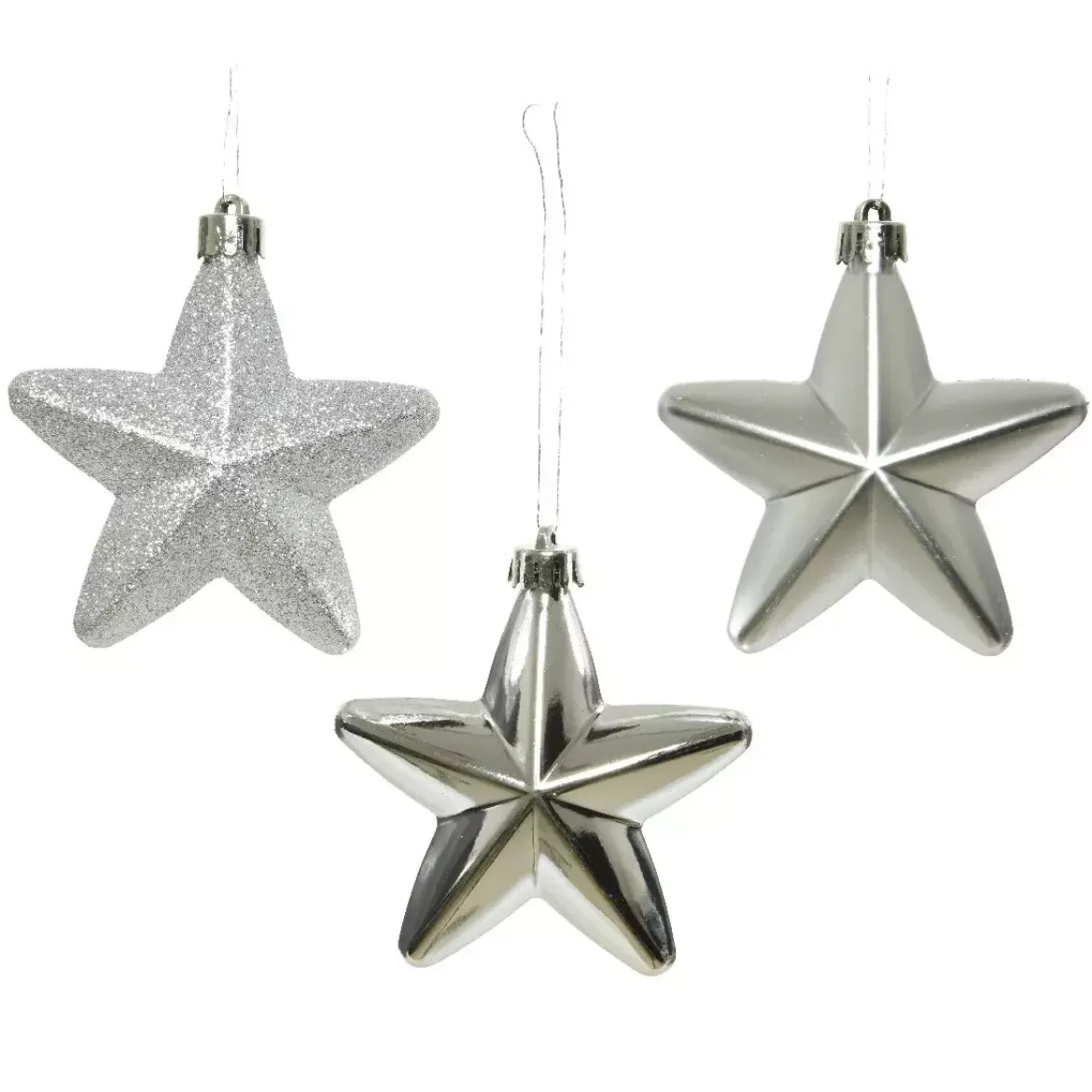 Confezione di 6 stelle di Natale da appendere con clip Argento