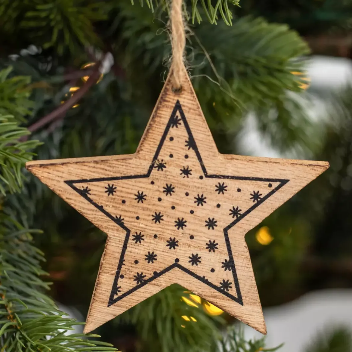 Confezione di 3 Stelle e albero di natale Naturale