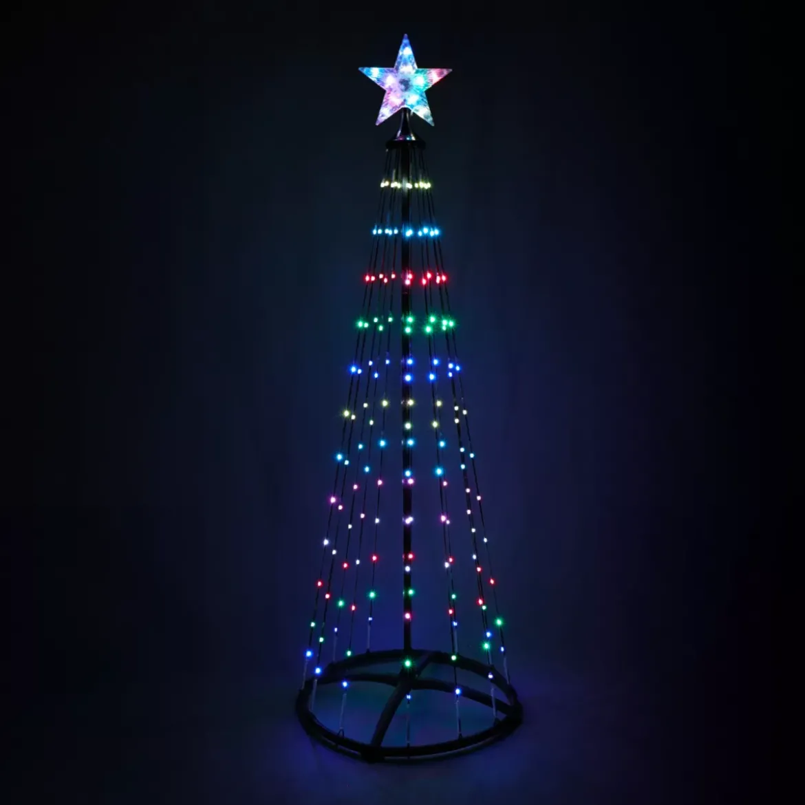 Cono luminoso Digital 154 Micro Led (H150 cm) Scintillante Nero e Multicolore