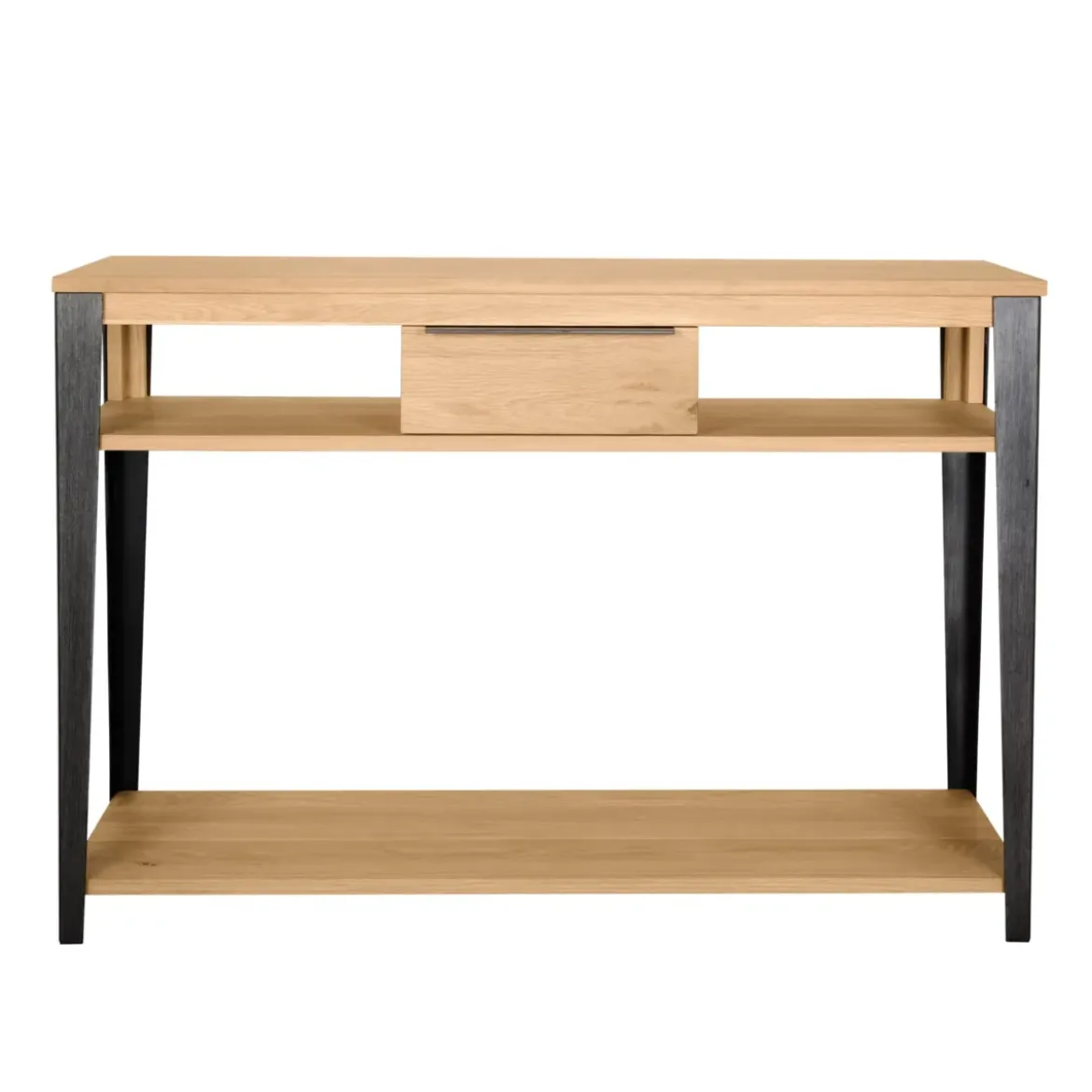 Consolle 1 cassetto in rovere massiccio e metallo (120 x 85 cm) Bristol Naturale