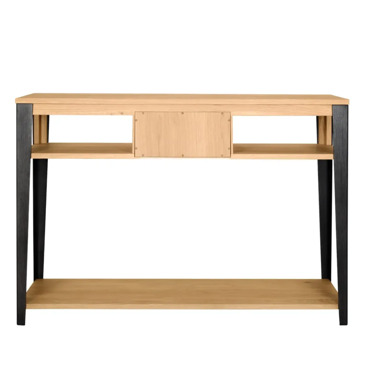Consolle 1 cassetto in rovere massiccio e metallo (120 x 85 cm) Bristol Naturale