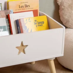 Contenitore porta giocattoli bambino legno (H44 cm) Stars Bianco