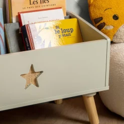 Contenitore porta giocattoli bambino legno (H44 cm) Stars Verde