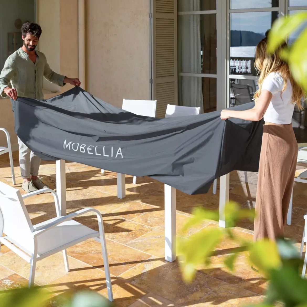 Copertura protettiva impermeabile per tavolo rettangolare (225 x 125 cm) Grigio