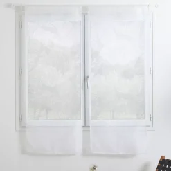 Coppia di tendine trasparenti (60 x 160 cm) Feuilles Bianco