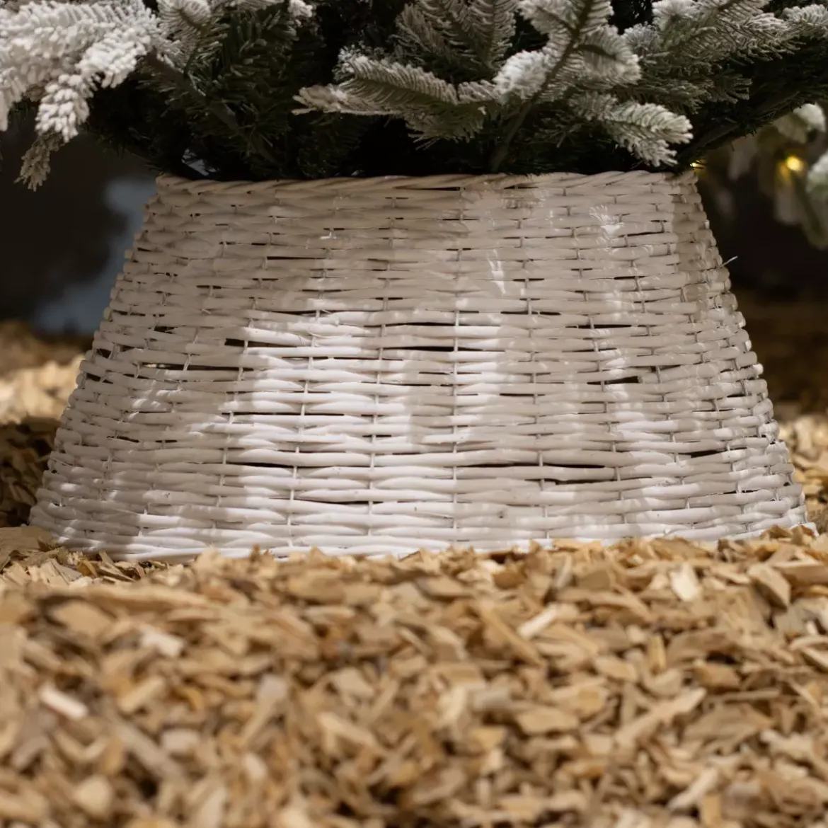 Copri base albero vimini (D57 cm) Salice intrecciato Bianco