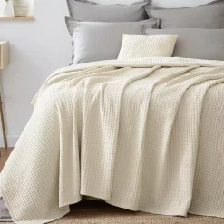 Copriletto cotone nido d'ape (180 x 220 cm) Maya Beige pampa