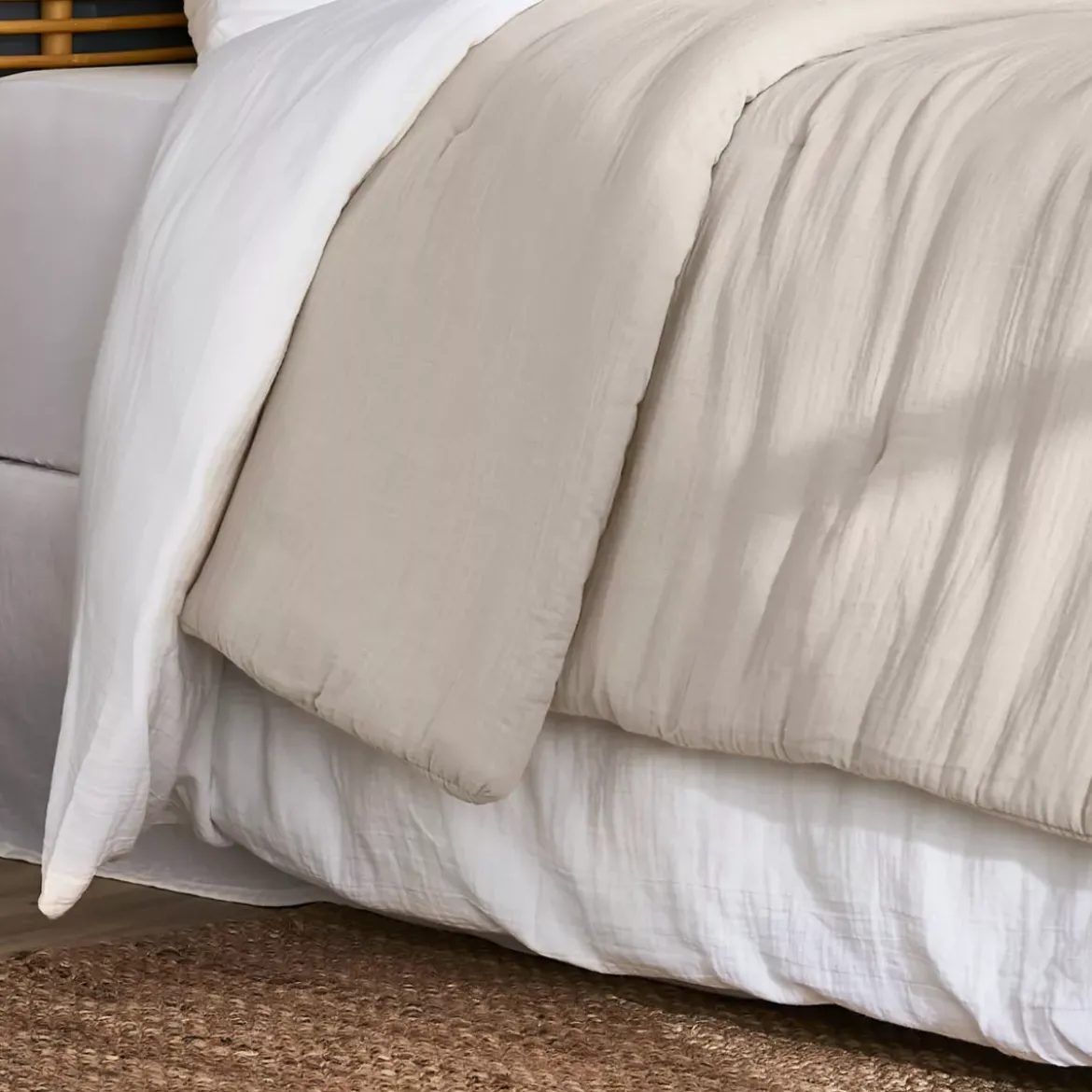Copriletto in garza di cotone (240 x 220 cm) Gaïa Beige pampa