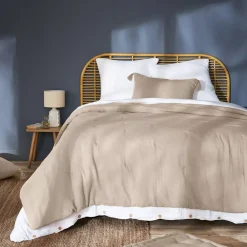 Copriletto in garza di cotone (260 x 240 cm) Gaïa Beige pampa