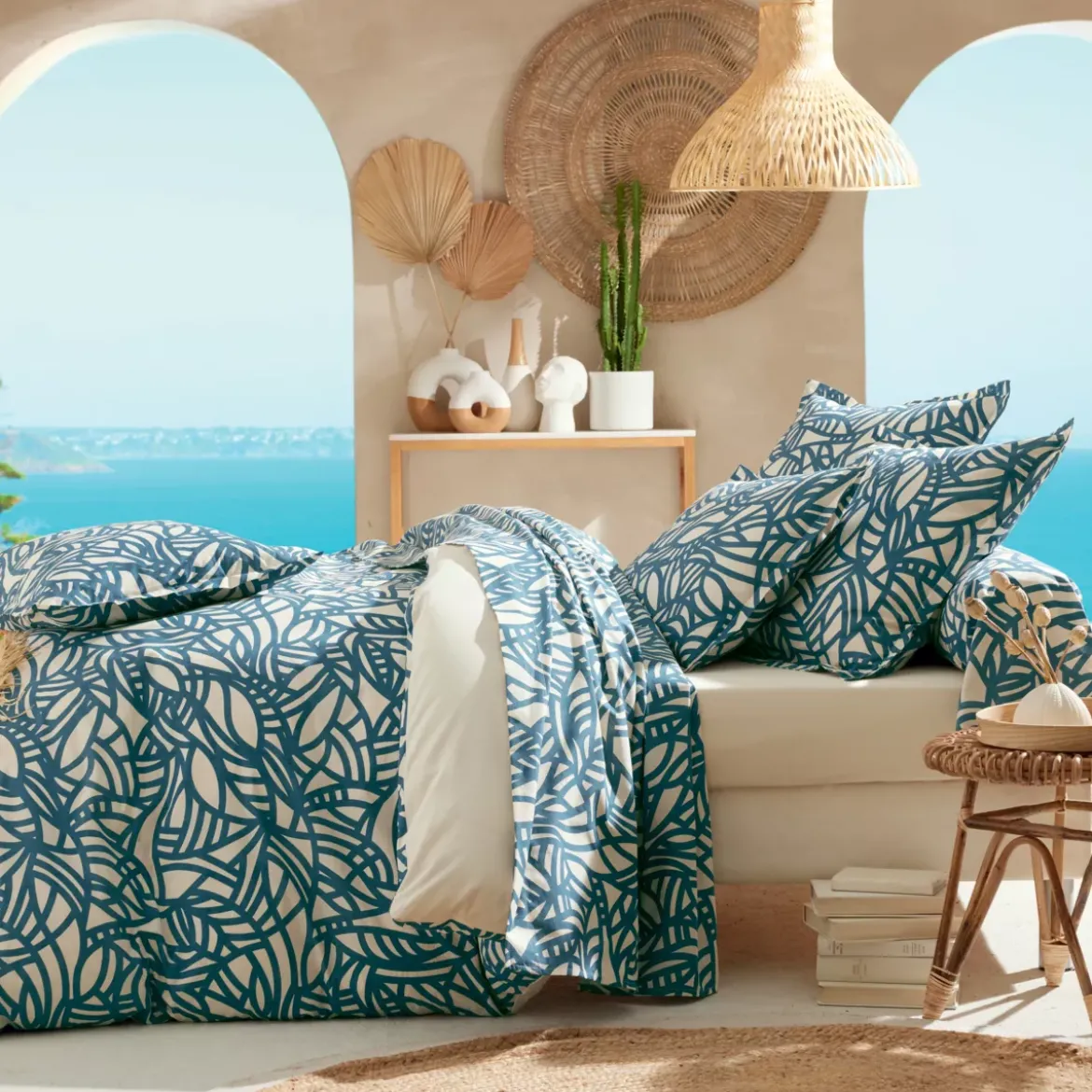 Copripiumino cotone lavato (300 x 240 cm) Serena Blu