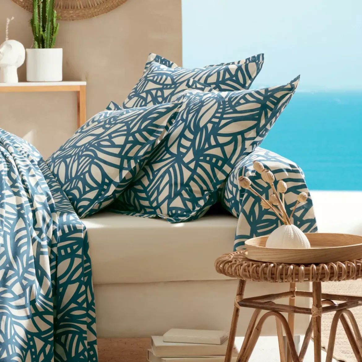 Copripiumino cotone lavato (300 x 240 cm) Serena Blu