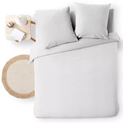Copripiumino e due federe in cotone (260 x 240 cm) Meline Bianco