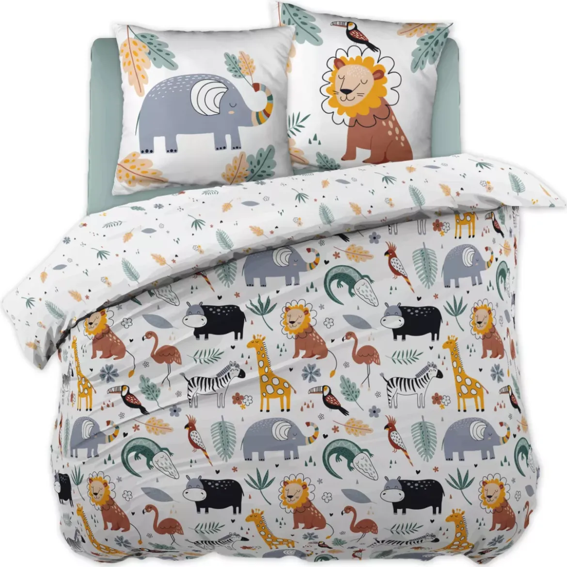 Copripiumino e due federe per bambini in cotone (240 x 220 cm) Savana Multicolore