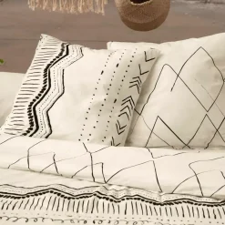 Copripiumino e due federe quadrate cotone (200 cm) Berbère Nero