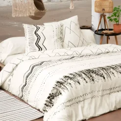Copripiumino e due federe quadrate cotone (260 cm) Berbère Nero