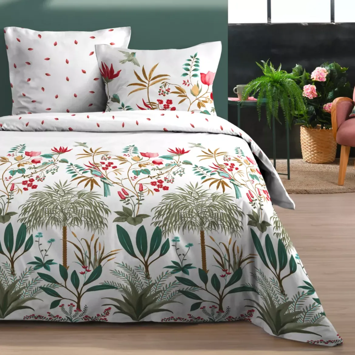 Copripiumino e due federe in cotone (240 x 220 cm) Antillia Multicolore