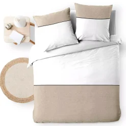 Copripiumino e due federe in cotone (240 x 220 cm) Gabrielle Beige
