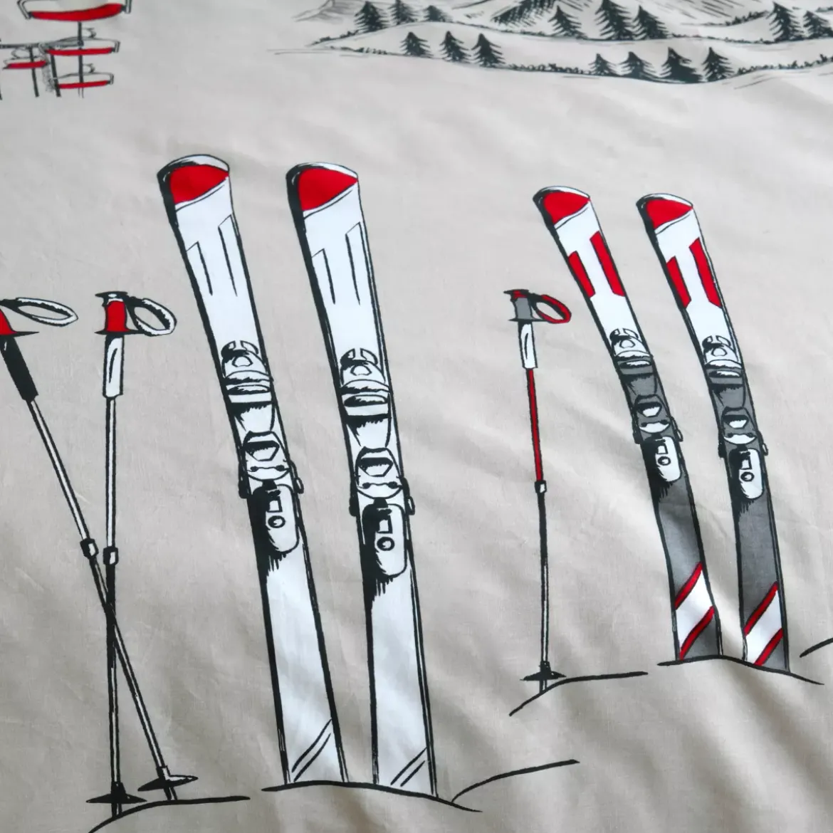 Copripiumino e federa in cotone (140 x 200 cm) Alpes Ecru