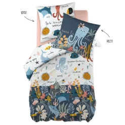 Copripiumino e una federa bambino cotone (140 cm) Octopia Multicolore