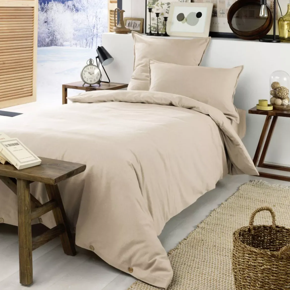 Copripiumino flanella di cotone (140 x 200 cm) Nina Beige