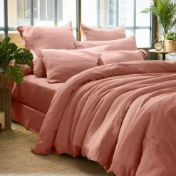 Copripiumino garza di cotone (280 x 240 cm) Gaïa Rosa pesca