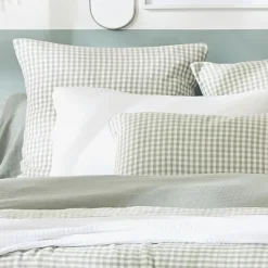 Copripiumino garza di cotone (280 x 240 cm) Gaïa vichy Verde eucalipto