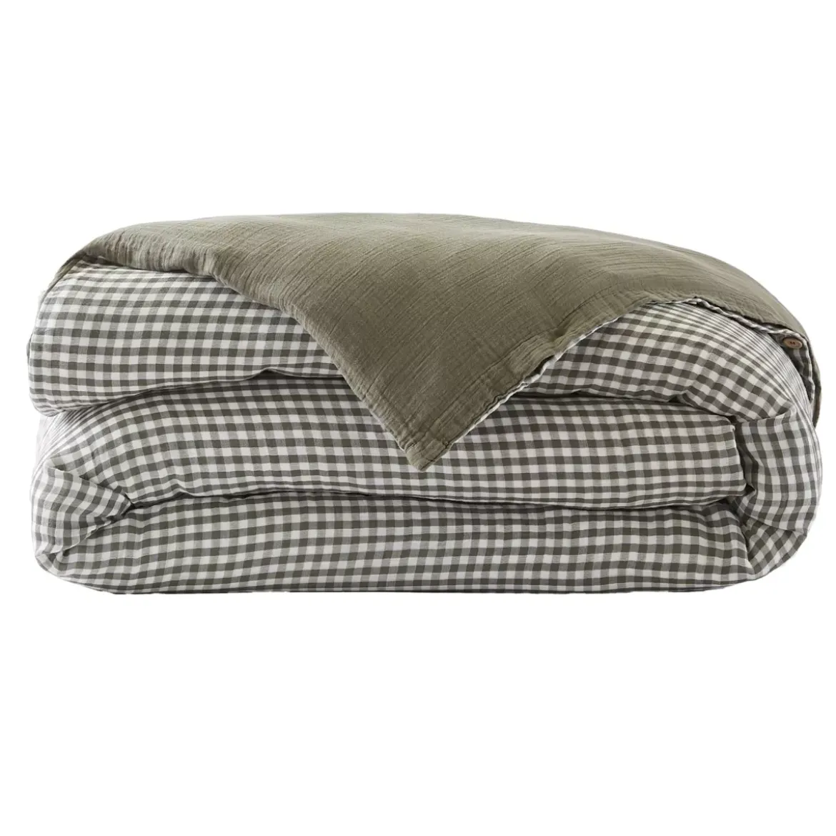 Copripiumino garza di cotone (200 x 200 cm) Gaïa vichy Verde rosmarino