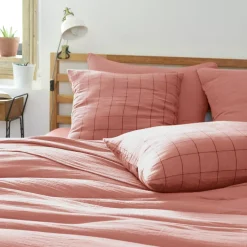 Copripiumino garza di cotone (240 x 220 cm) Gaïa Match Rosa pesca