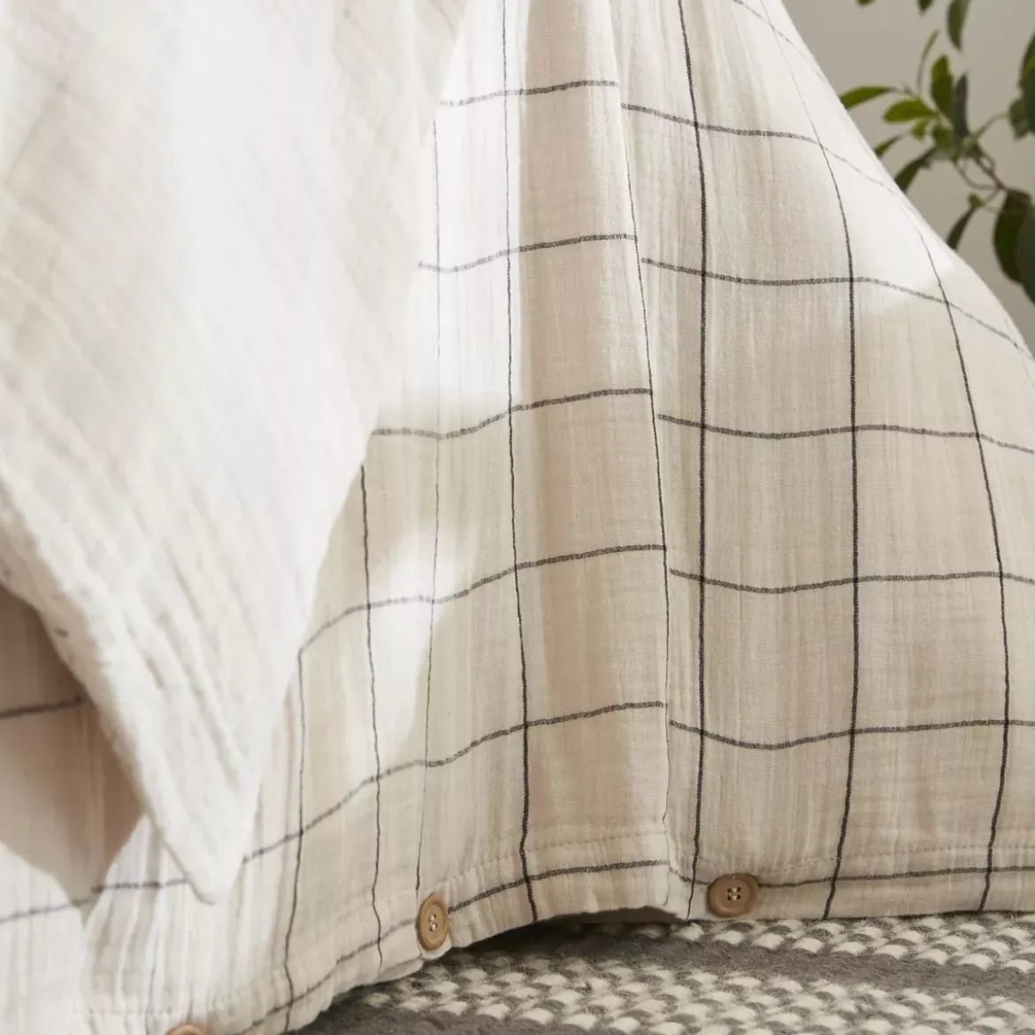 Copripiumino garza di cotone (200 x 200 cm) Gaïa Match Beige pampa