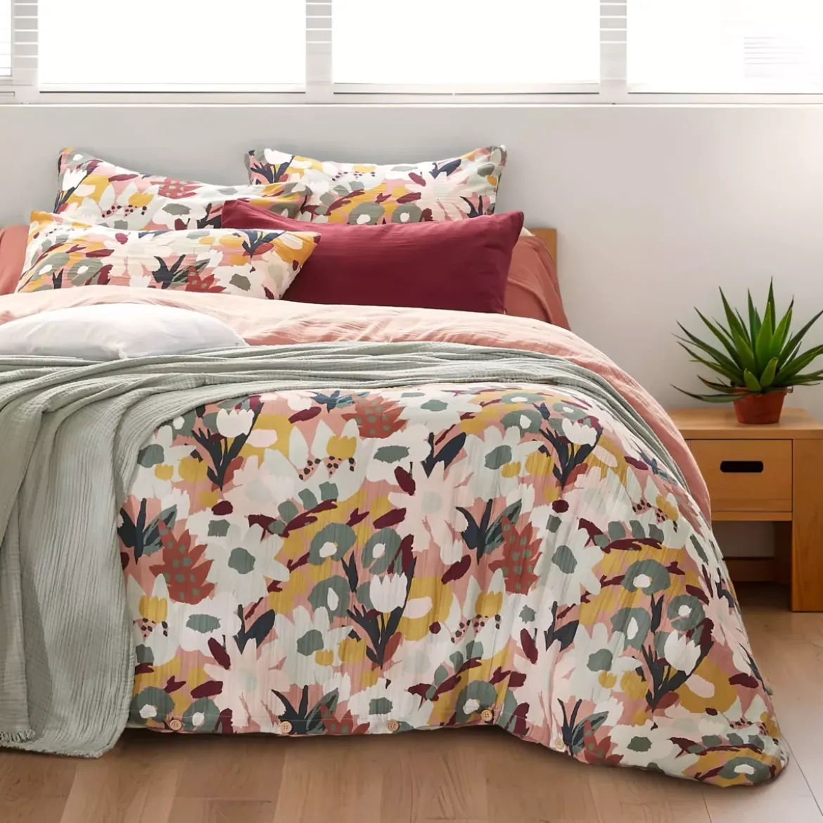 Copripiumino garza di cotone (260 x 240 cm) Azel Multicolore