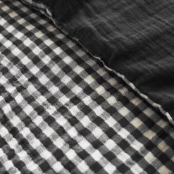 Copripiumino garza di cotone (240 x 220 cm) Gaïa vichy Nero