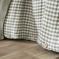 Copripiumino garza di cotone (140 x 200 cm) Gaïa vichy Verde rosmarino