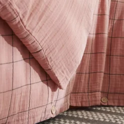 Copripiumino garza di cotone (140 x 200 cm) Gaïa Match Rosa pesca