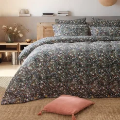 Copripiumino garza di cotone (260 cm) Constance Blu notte