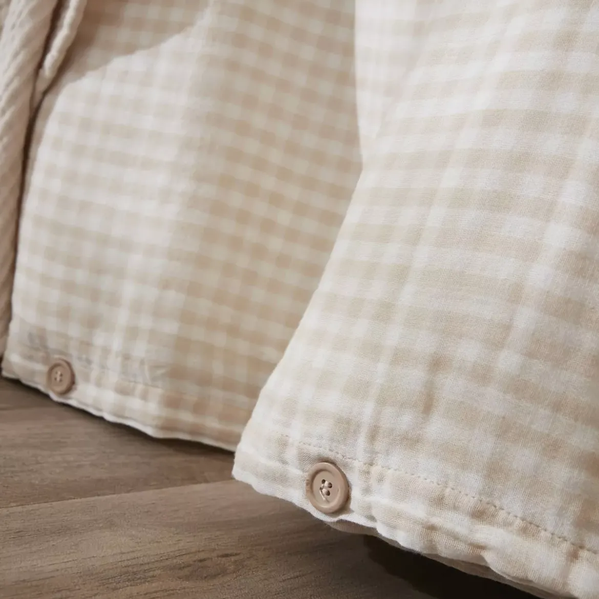 Copripiumino garza di cotone (240 x 220 cm) Gaïa vichy Beige