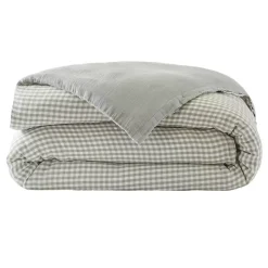 Copripiumino garza di cotone (140 x 200 cm) Gaïa vichy Verde eucalipto