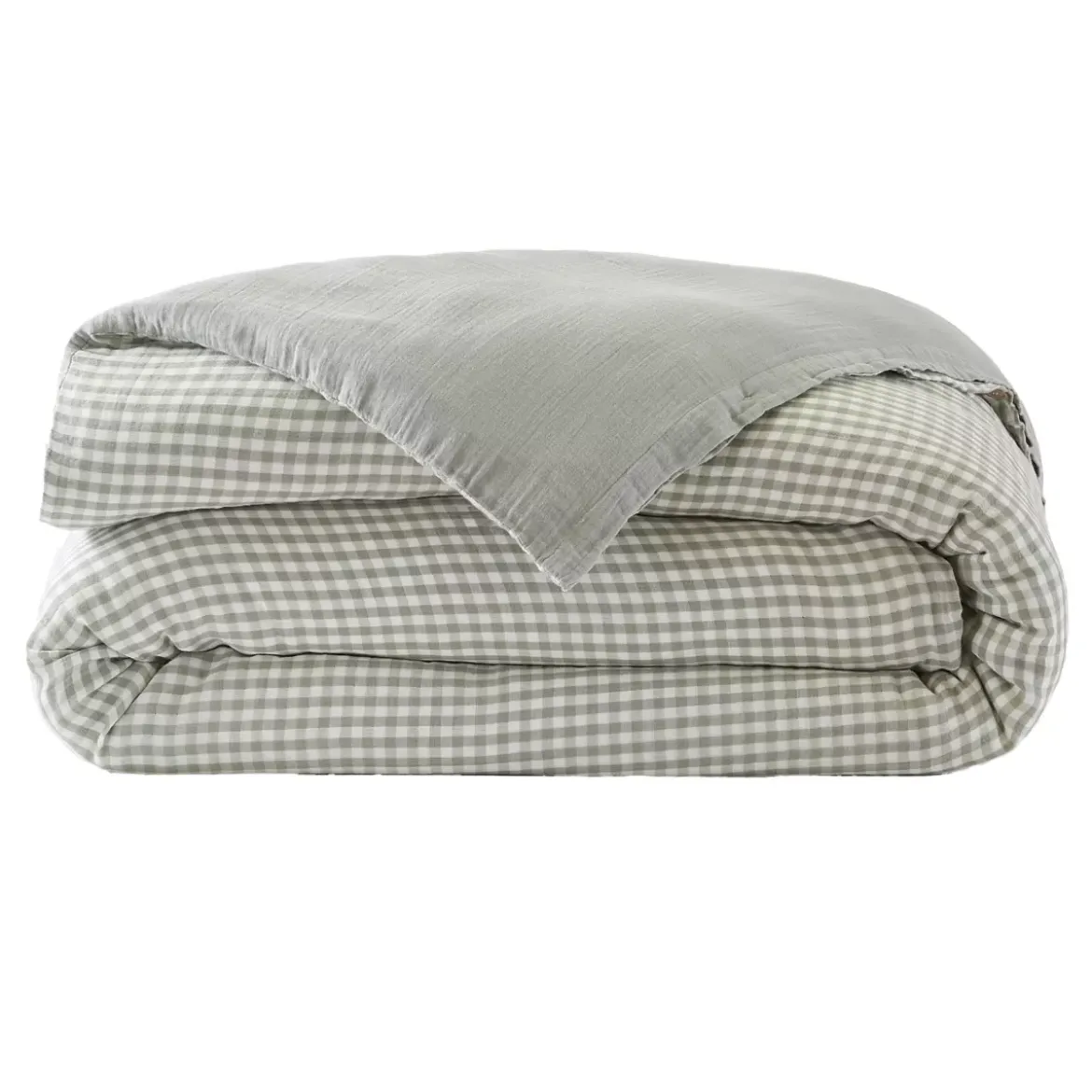 Copripiumino garza di cotone (140 x 200 cm) Gaïa vichy Verde eucalipto
