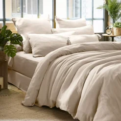 Copripiumino garza di cotone (260 x 240 cm) Gaïa Beige pampa