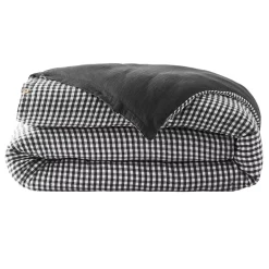 Copripiumino garza di cotone (260 x 240 cm) Gaïa vichy Nero