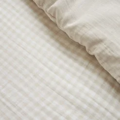 Copripiumino garza di cotone (140 x 200 cm) Gaïa vichy Beige