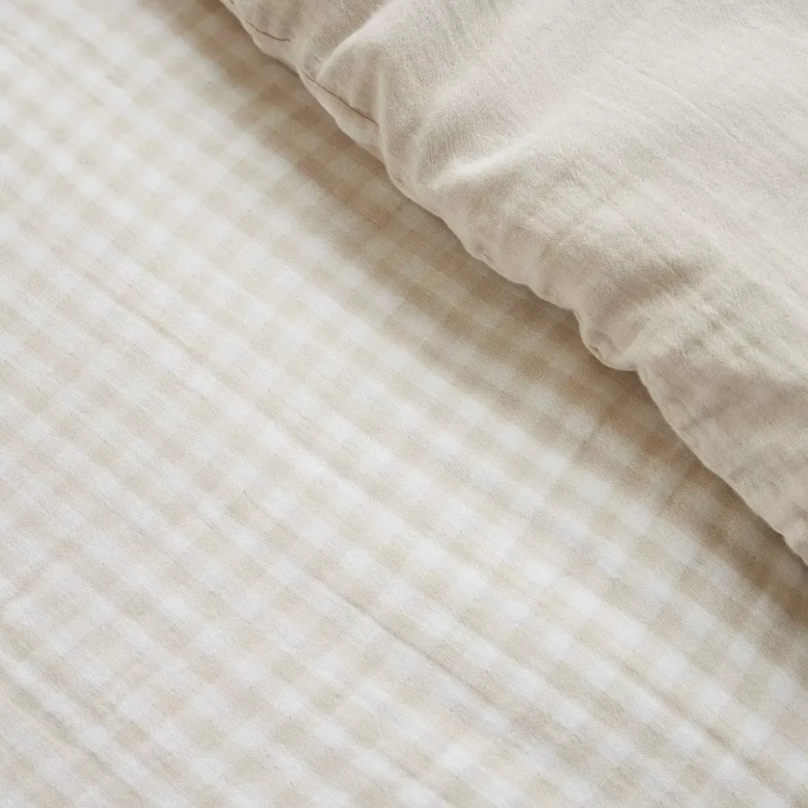 Copripiumino garza di cotone (140 x 200 cm) Gaïa vichy Beige