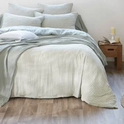 Copripiumino garza di cotone (200 x 200 cm) Gaïa vichy Verde eucalipto