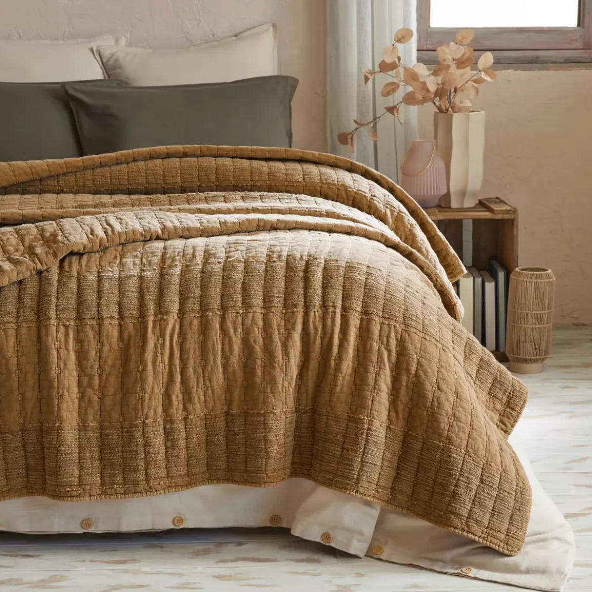 Copripiumino in cotone trapuntato (220 x 240 cm) Lena Camel