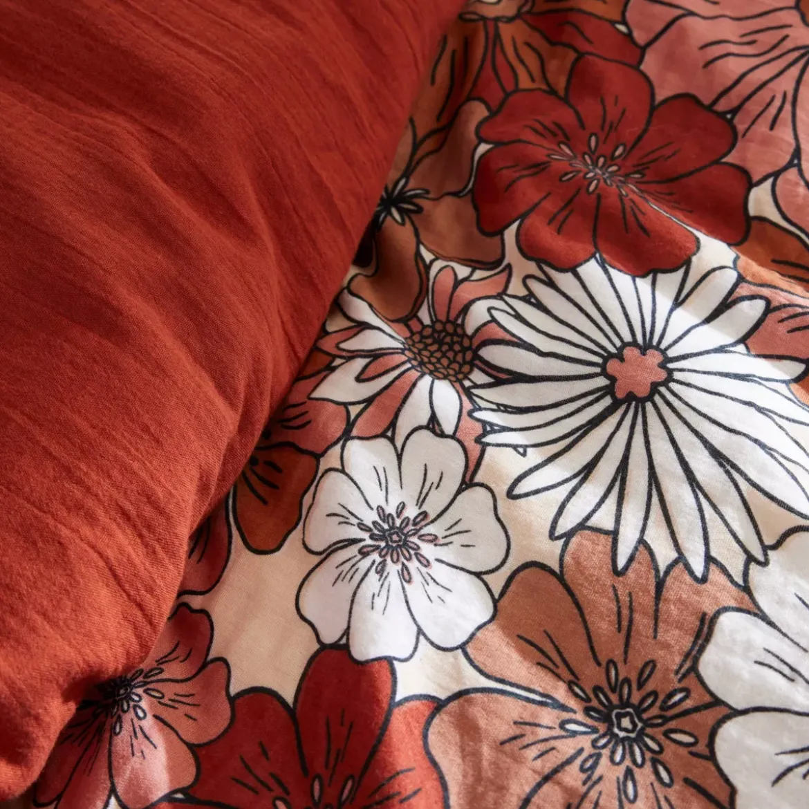 Copripiumino in garza di cotone (260 x 240 cm) Gaïa azalea Terracotta