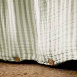 Copripiumino in garza di cotone (200 x 200 cm) Gaïa a righe Verde eucalipto