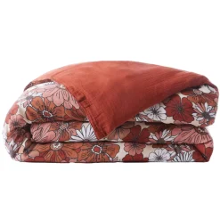Copripiumino in garza di cotone (200 x 200 cm) Gaïa azalea Terracotta