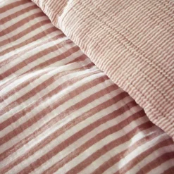 Copripiumino in garza di cotone (240 x 220 cm) Gaïa righe Albicocca