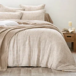 Copripiumino in garza di cotone (280 x 240 cm) Gaïa vichy Corda