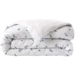 Copripiumino in garza di cotone reversibile (240 x 220 cm) Gaïa iris Blu