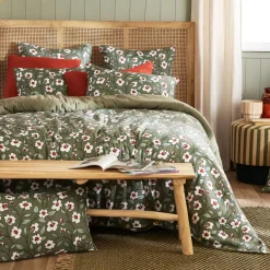 Copripiumino in garza di cotone (260 x 240 cm) Gaïa margherita Verde rosmarino
